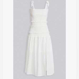 ASTR The Label Size Small Tess Dress In White Eyelet Smocked Midi Maxi Bridal